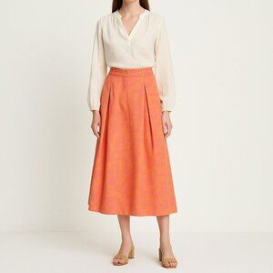 VTG Christian Dior || Women's Jacquard Midi Pleated Pocket Dress Vibrant Sz 6